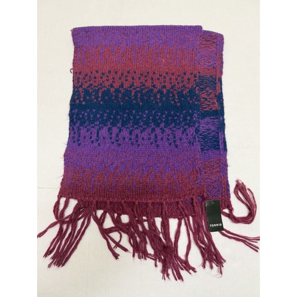 NWT Torrid multi space dye fringe XL scarf, purple pink, 15x84